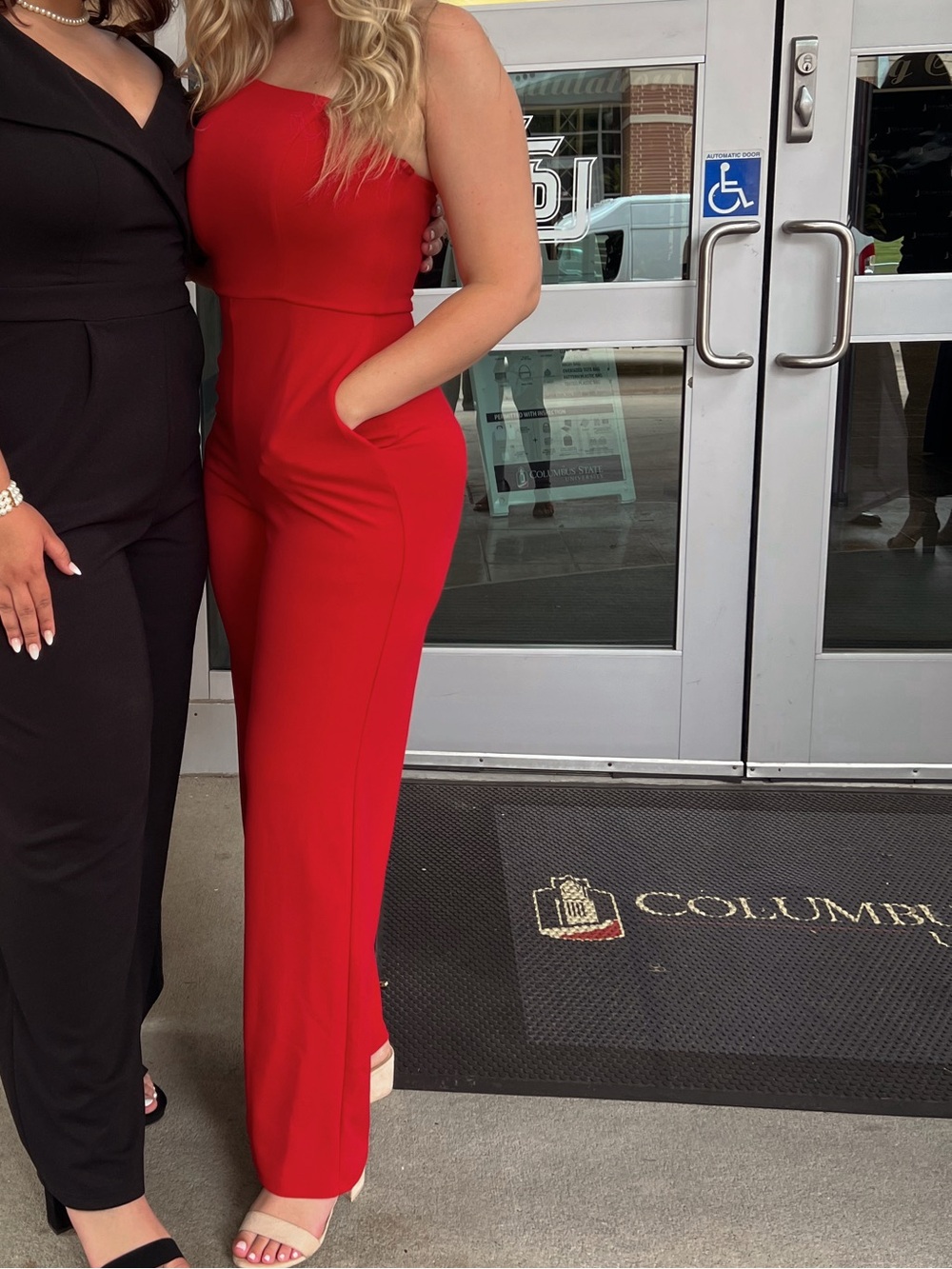 Women’s Red One-shoulder Jumpsuit